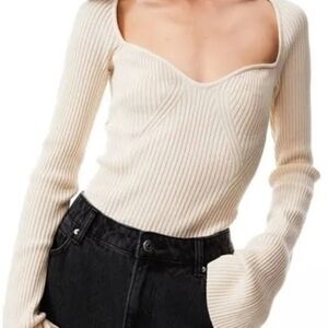 Urban Outfitters Cream Ribbed Knit Top
